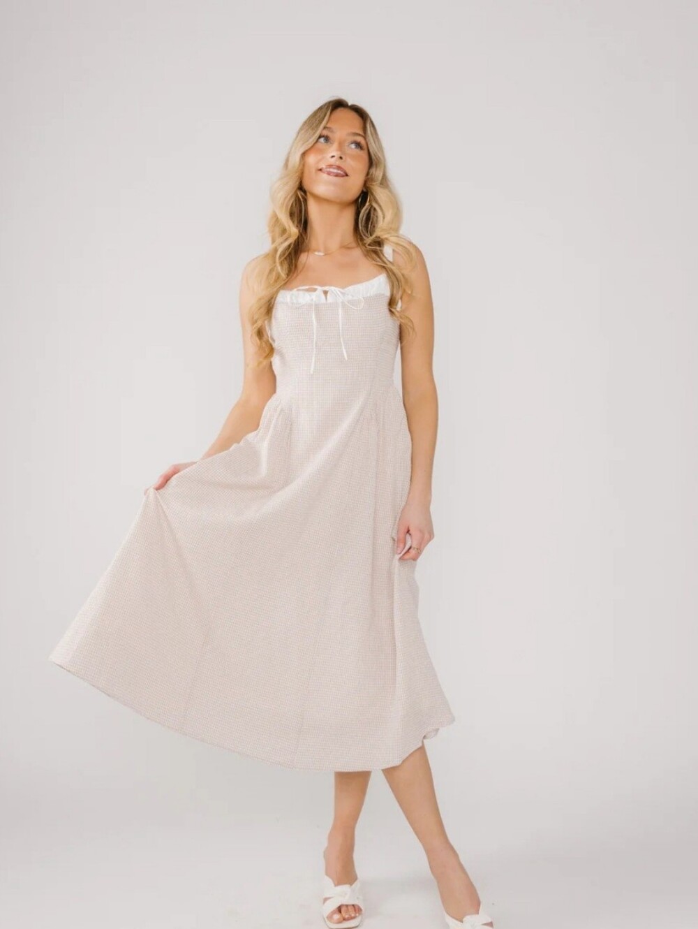 LUSH | Taupe Seersucker Dress